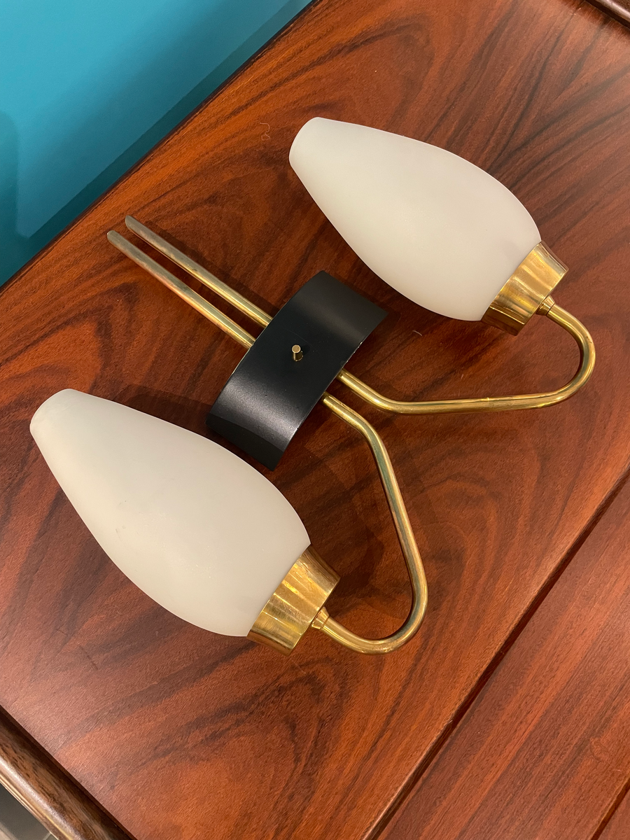 Ancienne Lampe De Cloison Ovale Murale Marine En Aluminium Et Laiton