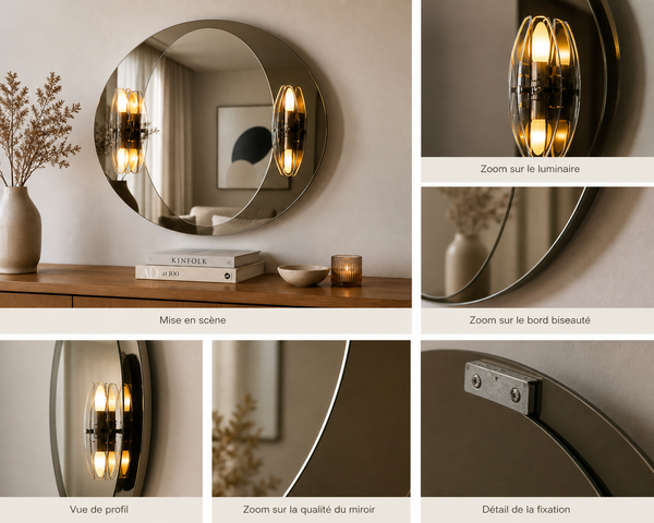 Miroir avec appliques 70's